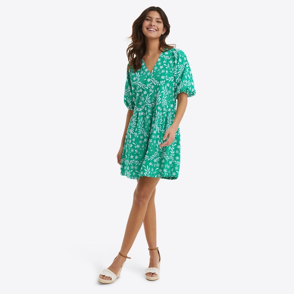 Draper James Terrie Tie Back Dress in Embroidered Floral - XS